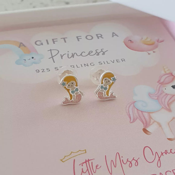 Children's silver mermaid earrings