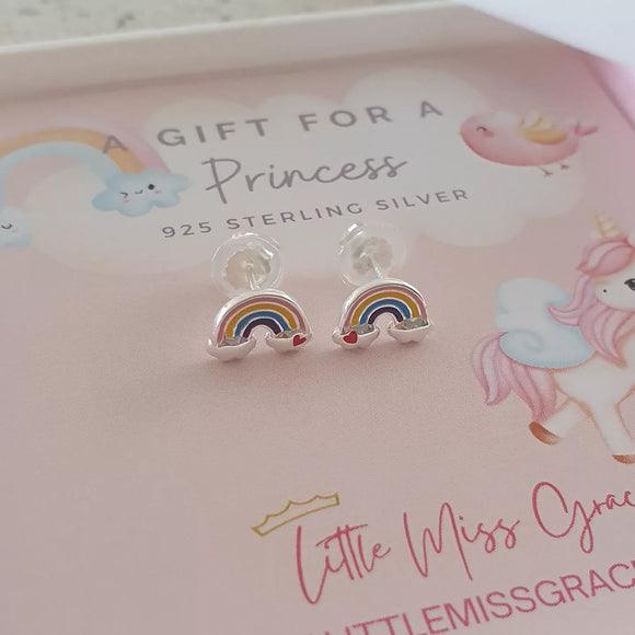 silver rainbow earrings