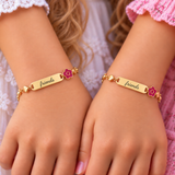 Kids flower friendship bracelets, best friend bracelets for girls, personalised with names, matching set