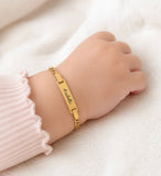 Personalized Gold Baby ID Name Bracelet, Adjustable Gold Stainless steel, Water Proof & Tarnish Proof, Hypoallergenic