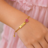 Kids personalized engraved ID Baby Bracelet for girls, hypoallergenic, water and tarnish proof, adjustable size.  Keepsake bracelet gift.