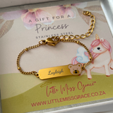 K71 - Personalized Children's Teddy Bracelet, Gold Stainless Steel, Adjustable Size: 12-17cm (Manufacture Time: 3 Days)