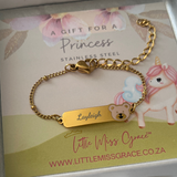 Personalized children and baby bracelet, teddy design in gold