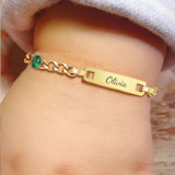 Personalized baby bracelet with birthstone and name, Hypoallergenic, nickel free, water and tarnish proof