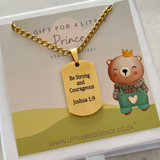 Boys Personalized Dog Tag chain in Silver, Gold or Black Stainless Steel, Age: 5 and Up (Manufacture Time: 3 Days)