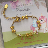 MG107- Children's Bow Baby Bracelet, Gold Stainless Steel, Adjustable Size:  12+3cm