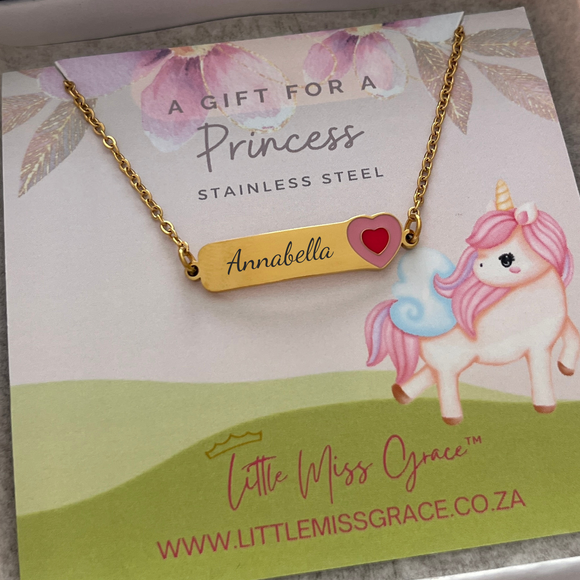 Children's Personalized Heart Name Necklace, Gold Stainless Steel, 3-12 Years (Manufacture Time: 1-2 Days)