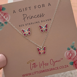 Kids Jewellery Sterling silver Butterfly Necklace & Studs Gift Set for Girls