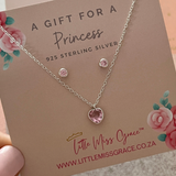 Kids Jewellery 925 Sterling Silver Pink CZ Heart Necklace & CZ Studs gift set for girls birthday