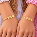 Friendship Bracelets Personalised Set, Stainless Steel Water Proof, Adjustable Size Age: 6 Months -10 Years (Manufacture Time: 2 Days)