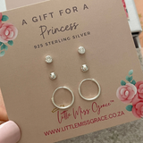 School Sleepers, Plain Studs & Clear CZ Stud earrings appropriate for school, 925 Sterling Silver