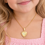 Children's Personalized Heart Photo Locket Necklace, Gold Stainless Steel, 3-12 Years (Manufacture Time: 3 Days)