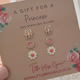 925 Sterling Silver - Kids 3 Pack Earring Set, Butterfly, Pink Stones & Flower Studs Gift Set for Girls Age 3 & Up (Copy)