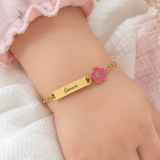 Personalized engraved ID bracelet for toddler baby girls.