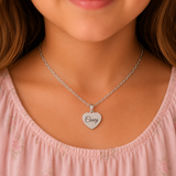 KN2 - Children's Personalized Necklace, Silver Stainless Steel 40cm, Age 3 and up (Manufacture Time:  1 Day)