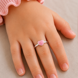 Children's glitter heart sterling silver ring for girls