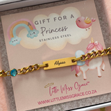 K70 - Personalized CZ Colour Stone / Birthstone Name Bracelet, Stainless Steel, Adjustable 12-16cm (Manufacture Time: 3 Days)