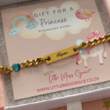 K70 - Personalized CZ Colour Stone / Birthstone Name Bracelet, Stainless Steel, Adjustable 12-16cm (Manufacture Time: 3 Days)