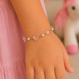 Kids gold heart bracelet for girls, adjustable size.