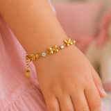 Gold bow baby bracelet for kids, adjustable size