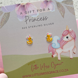 Children's silver duck ear stud earrings