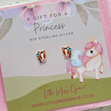MG800 - 925 Sterling Silver Children's Horse Pony Earrings, Size: 7x9mm