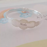 B29 - Personalized Sterling Silver Baby Bangle, Adjustable (Manufacture Time: 7 Days)