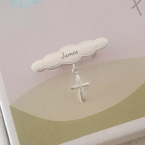 Silver Baby Brooch with Cross – Little Miss Grace