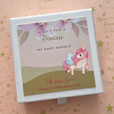 SB32 - Children's Personalized Baby Bangle with Bunny in a gift shipping box (K2 Design Bangle)