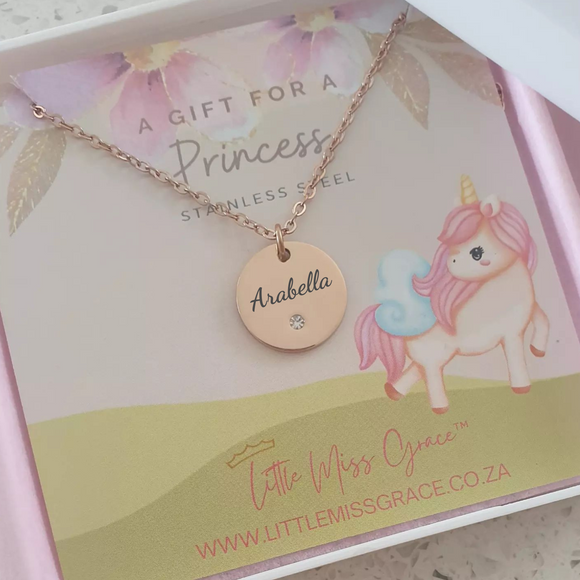 KN14 - Children's Personalized Necklace, Rose Gold Stainless Steel 40cm, Age 3 and up (READY IN 3 DAYS)