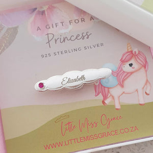 Silver personalized baby brooch