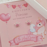 Children's silver crown earrings