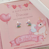 Children's silver unicorn earrings