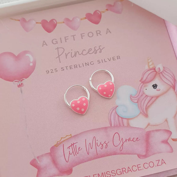 Children's silver heart hoop earrings