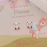 Children's silver panda bear earrings