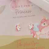 Children's silver unicorn earrings