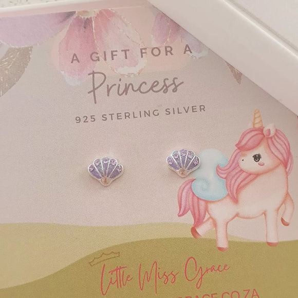 Children's glitter shell earrings