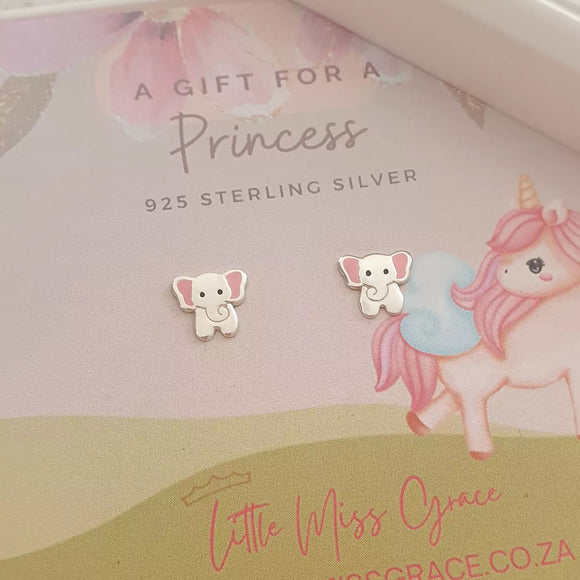 Children's silver elephant earrings