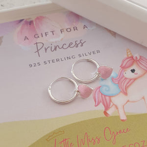 Children's silver heart hoop earrings