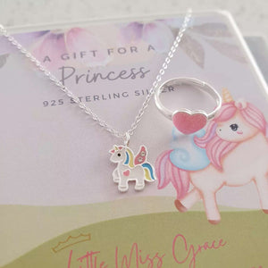 children's silver unicorn necklace