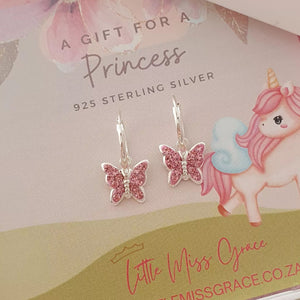 children's crystal butterfly earrings