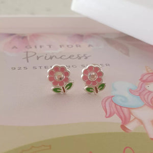 children's silver flower earrings