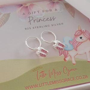 Children's silver ballet shoe hoop earrings