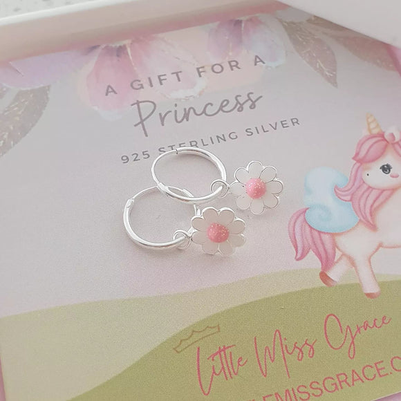 children's flower hoop earrings