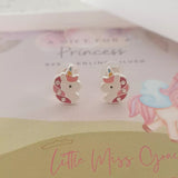 Children's silver unicorn earrings