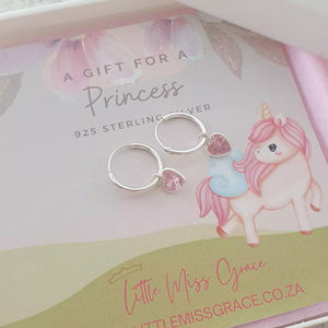 Children's CZ heart hoop earrings