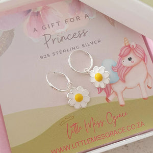 Children's silver flower hoop earrings