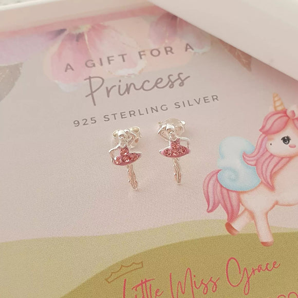 Silver ballerina earrings for kids