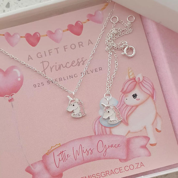 children's unicorn necklace and bracelet