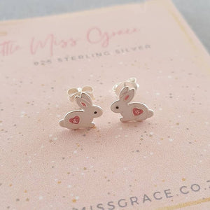 Silver children's rabbit earrings